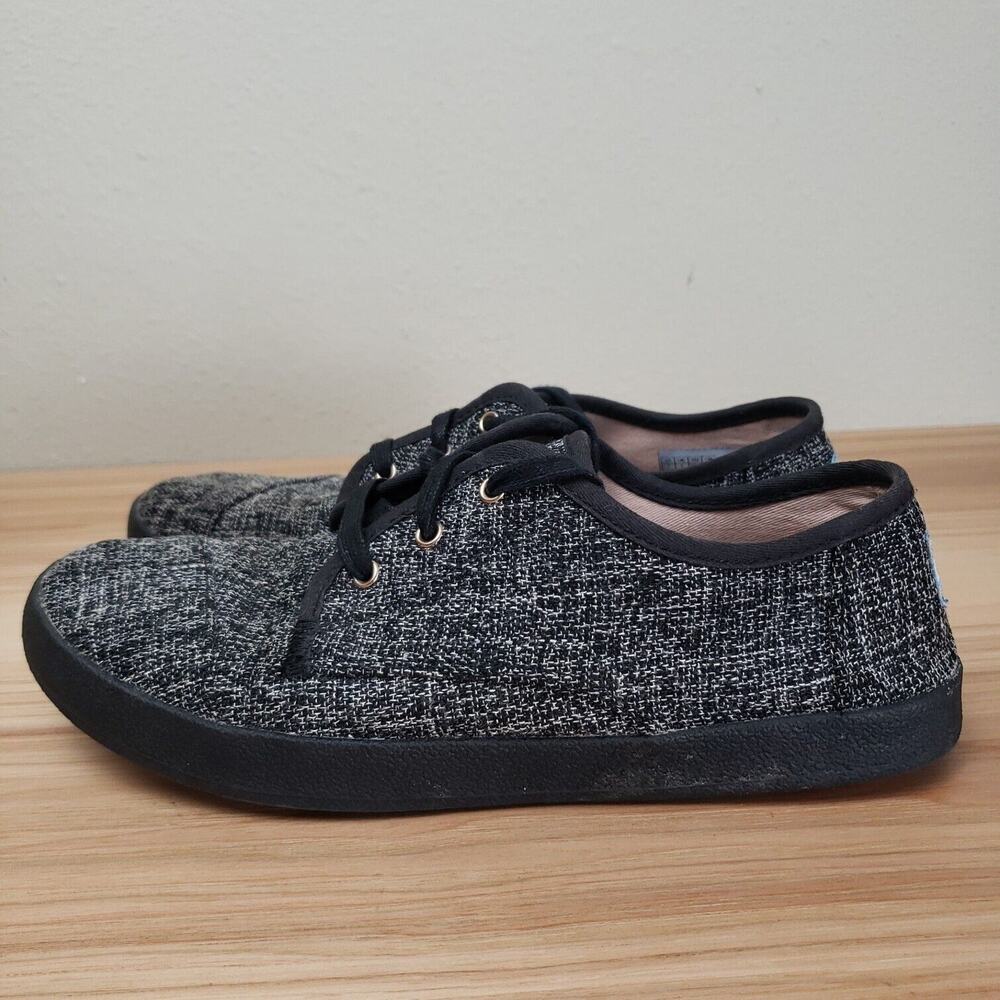 Toms Womens‎ Paseo 10012993 Black Low Top Lace Up Sneaker Shoes Size 7